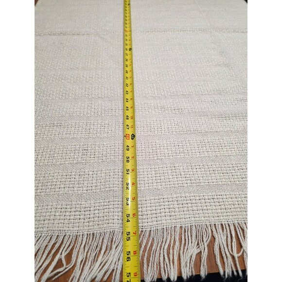 Vintage Faribault Woven Throw Blanket Faribo Fringe Cream Afghan Lap Wool 48x58 - Picture 5 of 7
